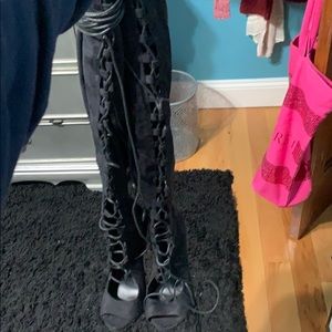 Knee high lace up heels